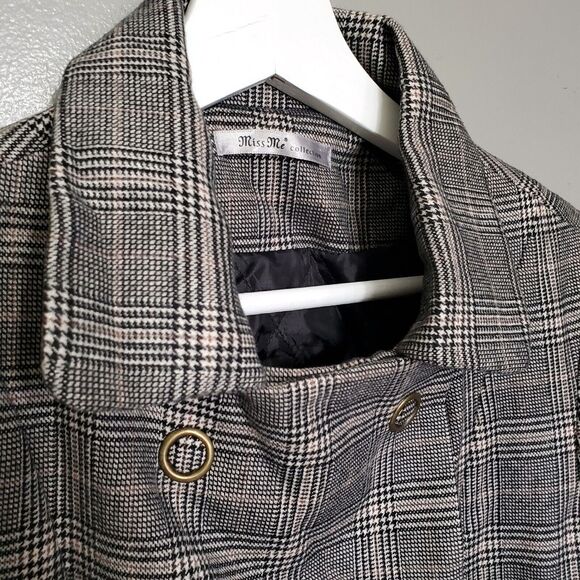 Miss Me Houndstooth Plaid Jacket Womens Size Large Double Breasted Cropped - Picture 3 of 10